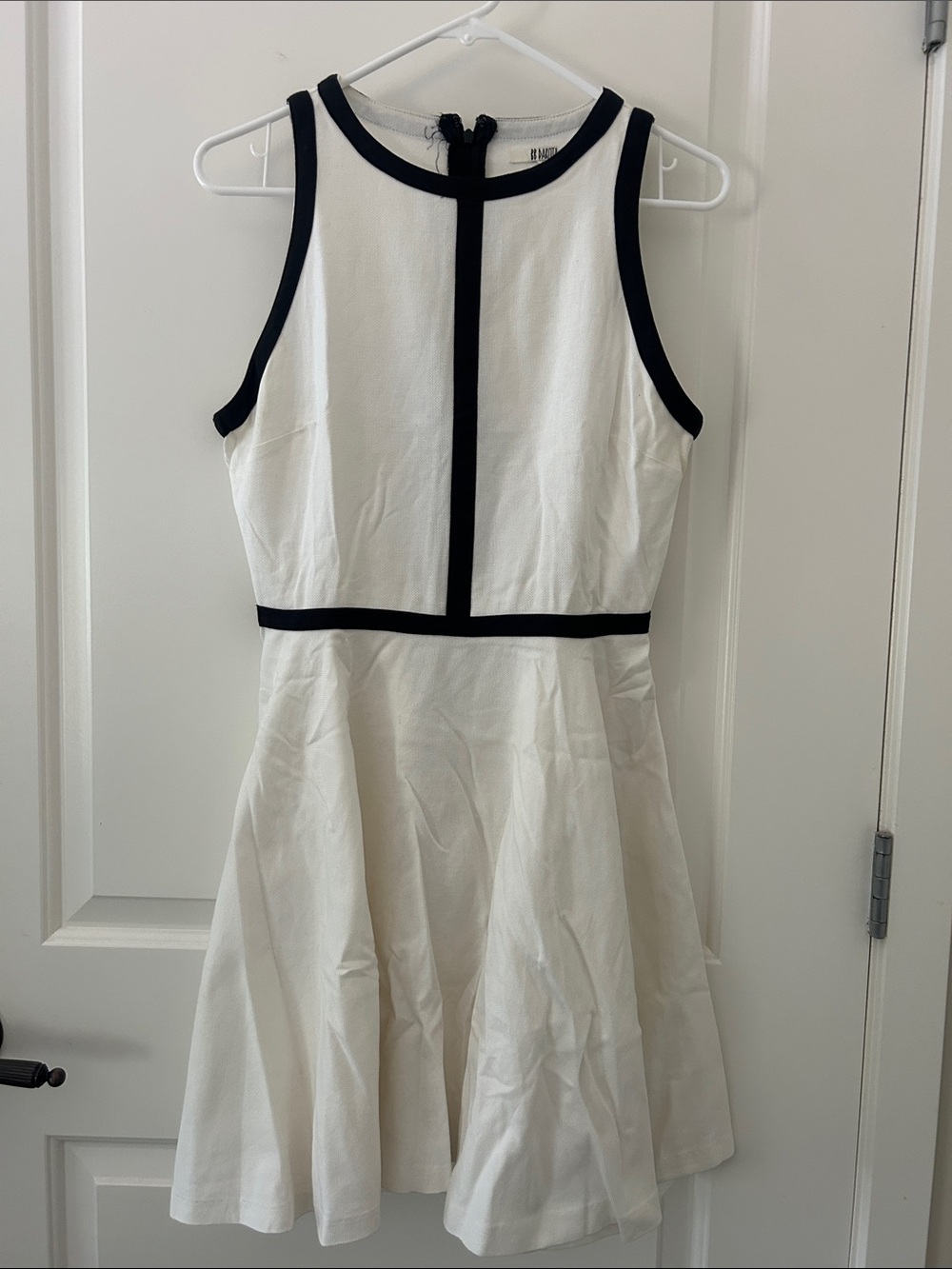 BB Dakota White Dress with Black Contrast Trim